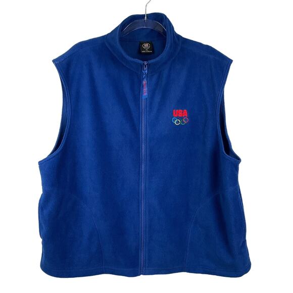USA Olympic Official Fleece Vest Royal Blue Embroidered Rainbow Ring Logo sz XXL - Picture 7 of 9